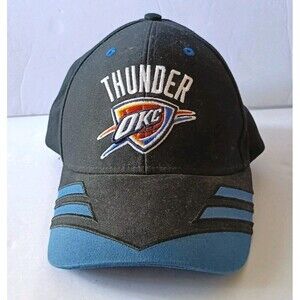 Vintage Oklahoma City Thunder Hat Strapback Black Blue Embroidered
